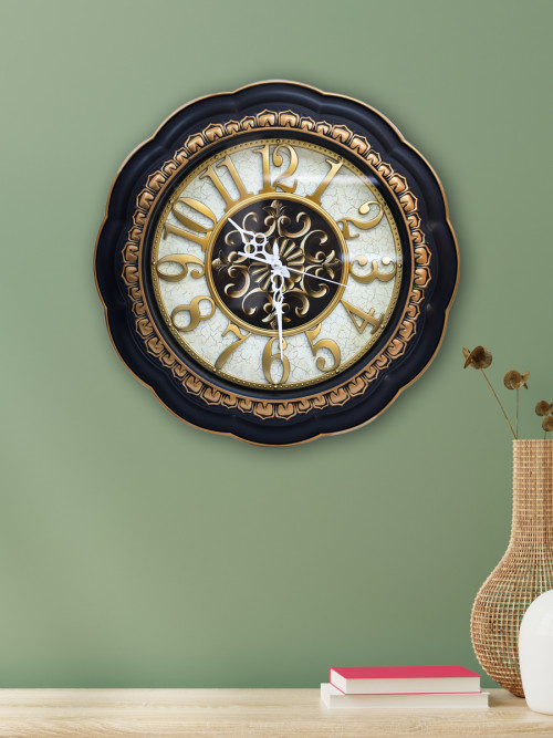 Circular wall clock with black frame size 50 cm