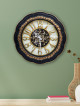 Circular wall clock with a black frame and gold-copper size 50 cm