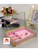 Distinctive glass accessories box, pink color