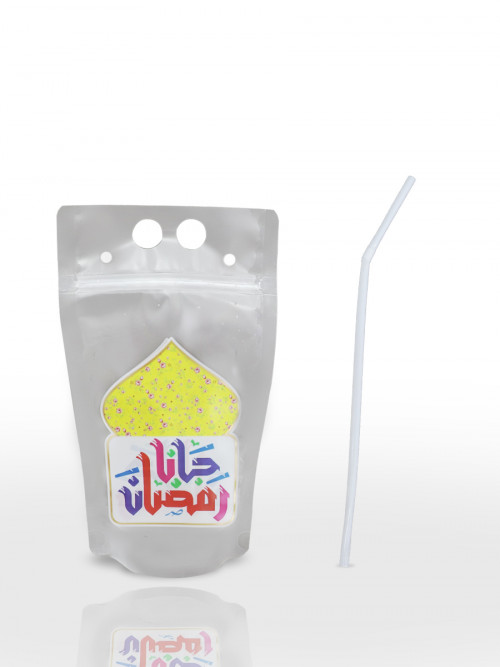 Set of sealed transparent juice bags with the words Jana Ramadan 12 pieces 13 * 23 cm