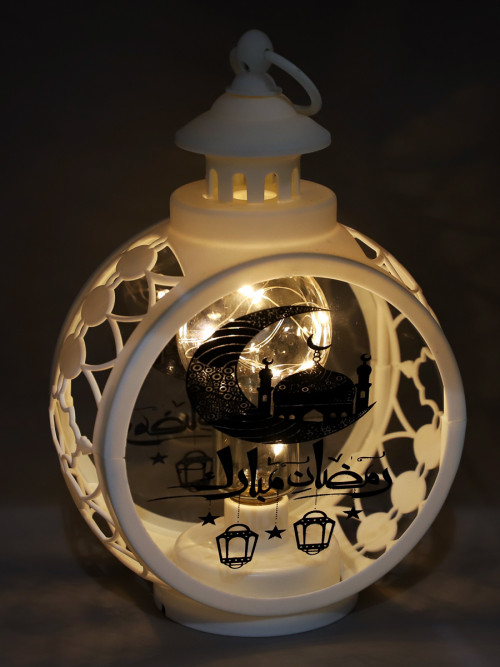 Ramadan Mubarak Handmade Lantern / Round White 10*17*26cm