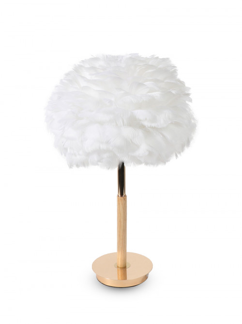 White feather table lamp, modern design, 50 cm