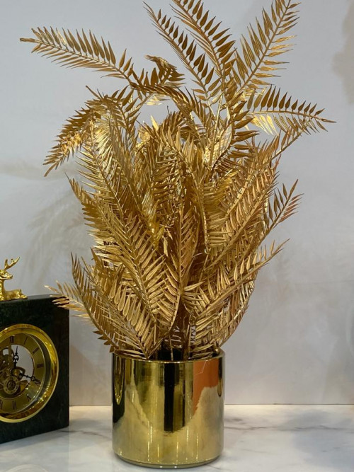 Golden artificial tree pot with bowl