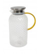 A clear glass juice jug with a metal lid with a capacity of 1.8 liters