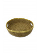 Round bamboo tray with 3 dishes, golden color, size: 32 * 8 cm
