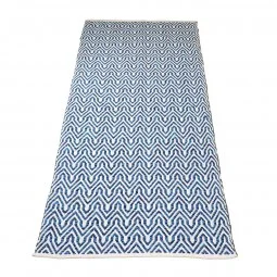 Cotton carpet with wavy pattern and shades of blue - 70*180 cm