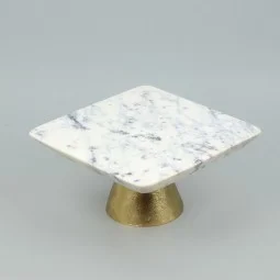 Marble serving dish with a gold base