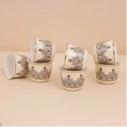 Beige Coffee Cup Set with Unique Design - 12 Pieces - 2S1TT100344