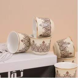 Beige Coffee Cup Set with Unique Design - 12 Pieces - 2S1TT100344 Beige Coffee Cup Set with Unique Design - 12 Pieces - 2S1TT100344