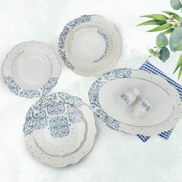 Elegant navy blue dining set - 28 pieces