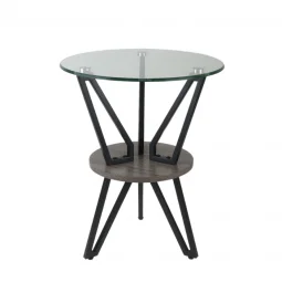 Wooden single-door service table, gray color, 45*45*55 cm