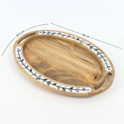Oval serving tray with mother-of-pearl inlay - 2N1C300093