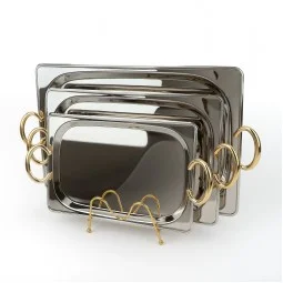 طقم تباسي استيل بتصميم عصري - 3 قطع  - 2S1CC100311