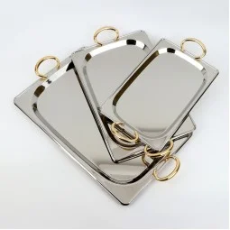 طقم تباسي استيل بتصميم عصري - 3 قطع  - 2S1CC100311