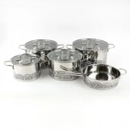 Stainless steel cookware set with a unique design - 9 pieces - 2S1GG200021