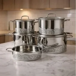 Stainless steel cookware set with a unique design - 9 pieces - 2S1GG200021