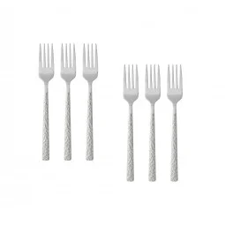 Silver Stainless Steel Dessert Fork Set - 15 cm - 6 Pieces - 2M1D200228