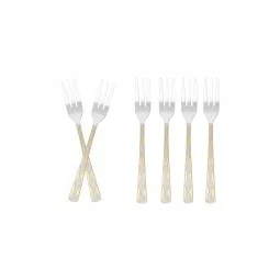 Stainless steel dessert fork set, silver and gold - 15 cm - 6 pieces - 2M1D200235