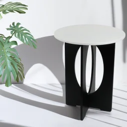 Single serving table, black and white wood - 2UU22-153