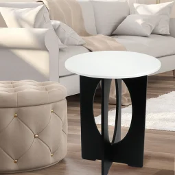 Single serving table, black and white wood - 2UU22-153