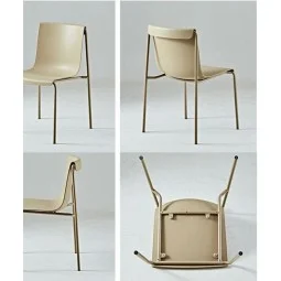 Fiber chair with brown iron legs, 80*50*45 cm