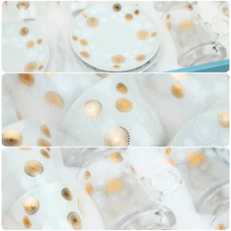 36-piece gold and white patterned coffee and tea cup set