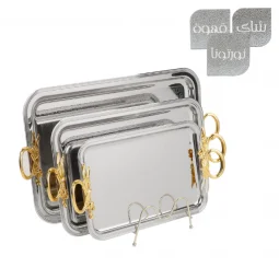Elegant stainless steel tabasi set - silver and gold - 3 pieces