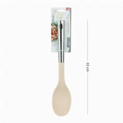 Silicone Ladle Spoon with Steel Handle - Beige