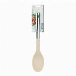 Silicone Ladle Spoon with Steel Handle - Beige