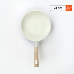 Light beige granite frying pan with wooden handle, single size, 24 cm - 2M1A400047