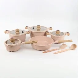 طقم قدور جرانيت بيج بتصميم مميز 12 قطع - 2M1AA400026