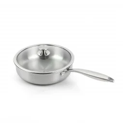 مقلاة ستانلس ستيل  بغطاء زجاجي 24 سم - 2S1A300099