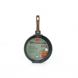 Beige granite frying pan with wooden handle, single size 20 cm - 2S1A400200