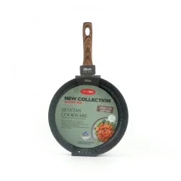 Beige granite frying pan with wooden handle, single size 26 cm - 2S1A400204