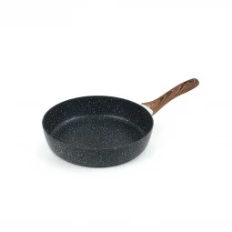 Beige granite frying pan with wooden handle, single size 26 cm - 2S1A400204