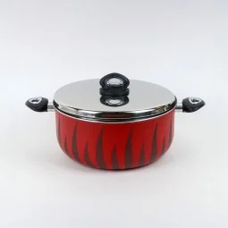 قدر طبخ ألمنيوم بغطاء ستانلس ستيل تصميم عصري مقاس 28 سم  - 2S1A400234