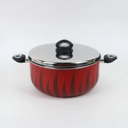 قدر طبخ ألمنيوم بغطاء ستانلس ستيل تصميم عصري مقاس 30 سم  - 2S1A400235