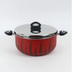 قدر طبخ ألمنيوم بغطاء ستانلس ستيل تصميم عصري مقاس 32 سم  - 2S1A400236