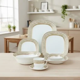 Luxury 38-piece porcelain dinnerware set – elegant design – serves 6 people