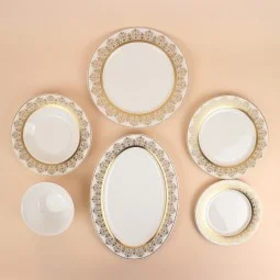 Luxury porcelain dinnerware set with a gold pattern, 32 pieces - 2S1MM100099