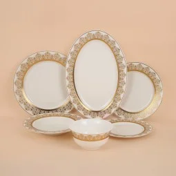 Luxury porcelain dinnerware set with a gold pattern, 32 pieces - 2S1MM100099