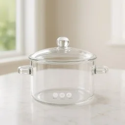 Heat-resistant glass pot with glass lid - 1.5 liters - 2SS1-A05-007
