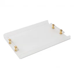 Elegant acrylic serving tray - transparent with a golden handle - 45 x 30 cm