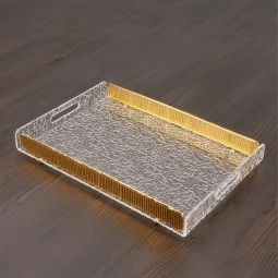 Acrylic serving tray with snowflake and gold edges, 45 x 30 cm - 2UU1-C22-008
