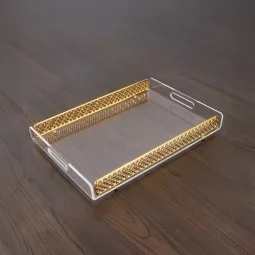 Acrylic serving tray with gold edges, 45 x 30 cm - 2UU1-C22-012