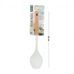 Silicone Ladle Spoon with Wooden Handle - Beige Silicone Ladle Spoon with Wooden Handle - Beige