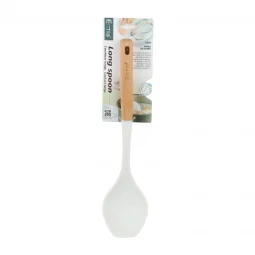 Silicone Ladle Spoon with Wooden Handle - Beige