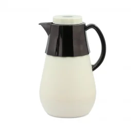Cream color single tea thermos with titanium handle, 1 liter