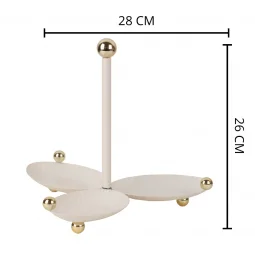 Steel serving plate, 3 sections, beige color