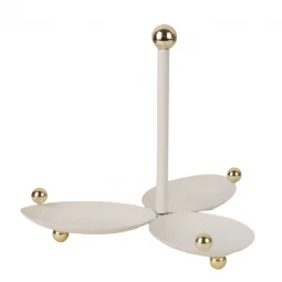Steel serving plate, 3 sections, beige color